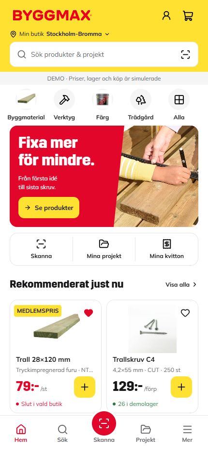 Byggmax Smart Shopper – appförhandsvisning